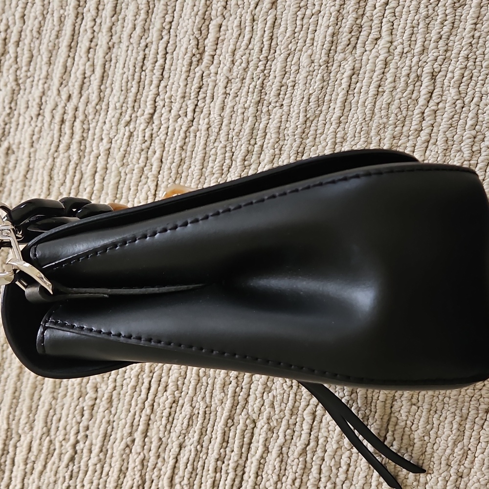 Gianni Chiarini Helena Round Black Crossbody Bag with Wide Brown-Trim Strap - Picture 13 of 16